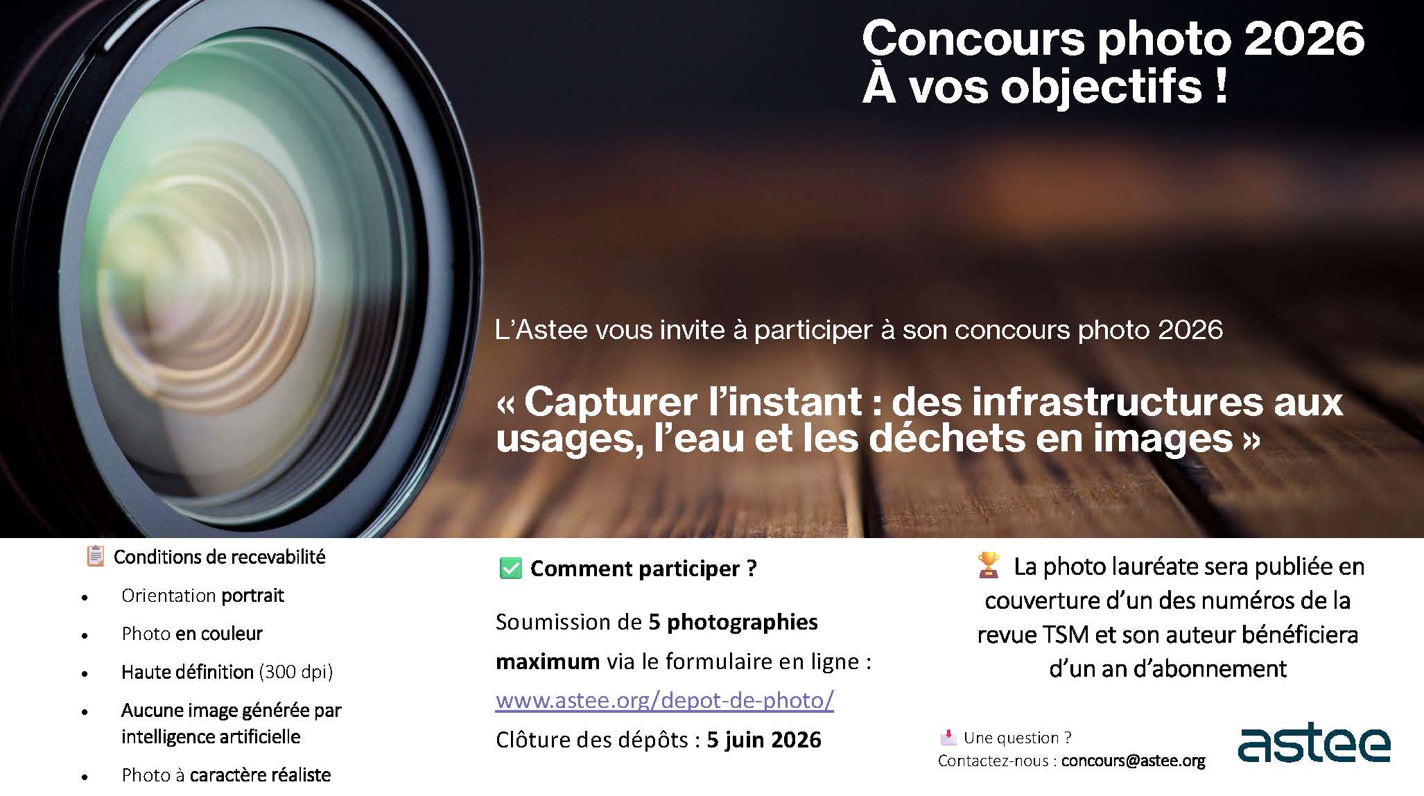 CONCOURS PHOTO 2026 - Capturer l'instant : des infrastructures aux usages, l'eau et les déchets en image