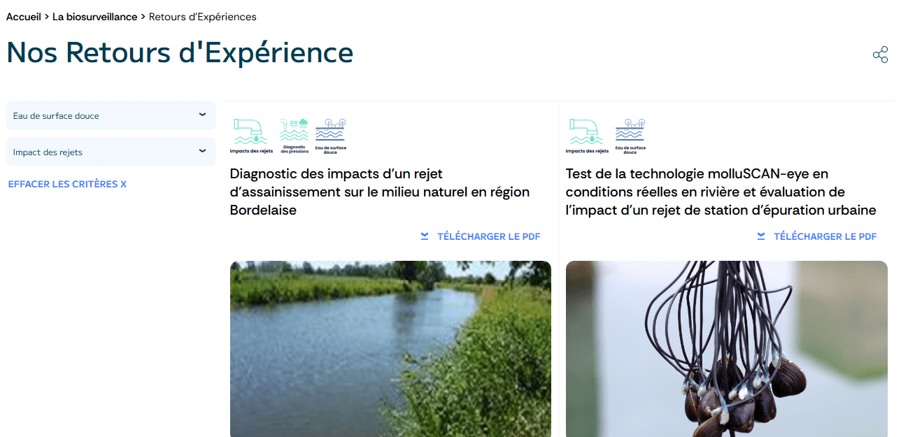 Nouvelle interface web dédiée à la biosurveillance aquatique